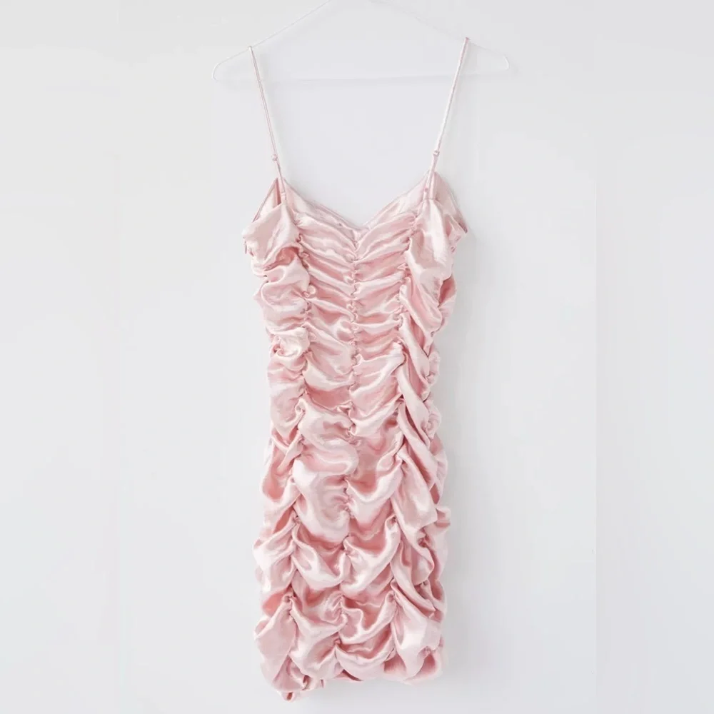 Urban Outfitters Pink Ruched Mini Dress XS - Picture 3 of 6